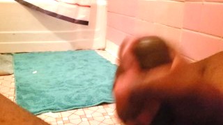 PLAYING WITH MY BLACK COCK IN THE BATHROOM