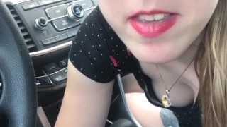 Hot Wife Sucks Cock On Public Bench And Swallows Cum In Car