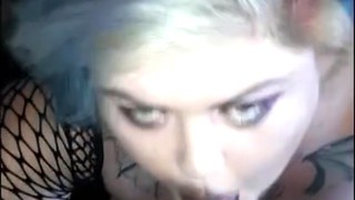 Tattood Goth BBW Sasha Syren Gives Sloppy POV Blowjob