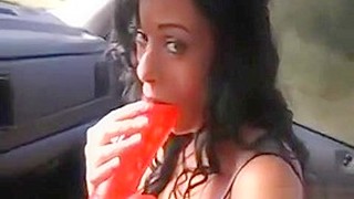 Milf Masturbates With A Dildo In The Car