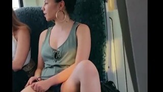 Candid Shaved Young Pussy Lips In The Train
