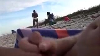 Horny Daddy Pisses And Jerks Off His Penis On A Black Babe At The Beach