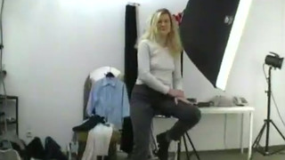 Cute Blonde Getting Naked In The Professional Photo Studio
