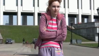 Cute Redhead Russian Lady Pees In Her Pants In Public