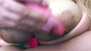 Blonde Carlycurvy Uses Small Pink Vibrator On Big Boobs And Pussy