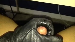 Slow Jerk After 3 Hours Of Edging With Leather Gloves