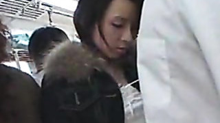 Japanese Girl Giving HJ On Crowded Train