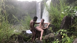 Beautiful White Chick Gets Blacked By Waterfall