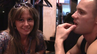 Alluring Blonde Chick July Loves Dirty Talks With Strangers At The Cafe