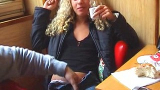 Cute Curly Haired Blondie Loves Sucking Him