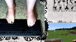 Sexy Gamer Girl Playing Minecraft With Her Feet