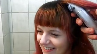Sexy Redhead Shaves Her Head Bald
