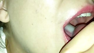 Homemade Cum On Tongue And Swallow