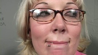 Sexy Teen With Glasses Gets Cum In Her Mouth At The Gloryhole