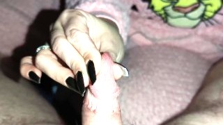 Humiliating Handjob From Girlfriend With Black Long Nails