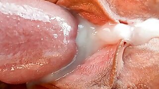 Big Cock Stepbrother Cums On Step Sister's Tight Pussy - Big Creampie All Over Pussy