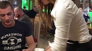 Cute Waitress Agrees To Take Several Dicks In The Bar