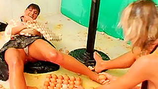 Fascinating Ladies Spicing Up Their Usual Lesbian Session With Eggs