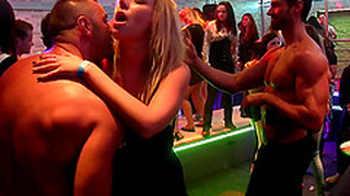 Slutty Clothed Hotties Get Fucked Roughly In A Nightclub