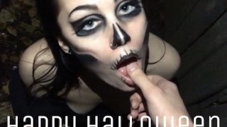 Spooky Slut Skull Fucked And Railed Hard Outside