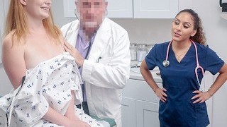 PervDoctor - Curvy Teen Needs Special Treatment And Lets Her Doctor And Nurse To Take Care Of Her