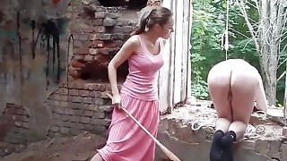 Whipping Slave's Naked Ass While He Keeps Count!