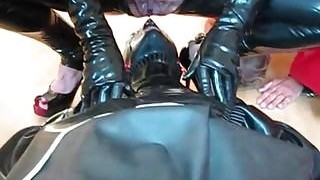 Piss For The Sissy Slave From Rubber Mistress And Cumshot