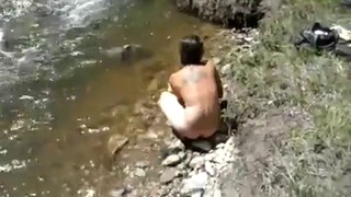 Morgan Taking A Bath At The River