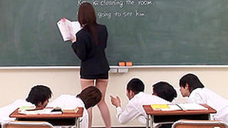 Teacher In A Slutty Skirt Masturbates In Front Of The Class