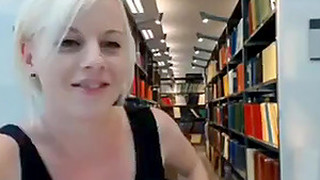 Blonde Is Playing With Her Pussy After Working In A Public Library