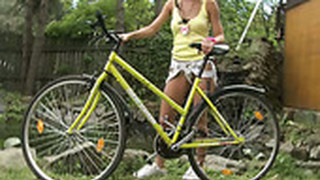 Young Blonde Is Riding Her Bicycle And Masturbating Pussy Outdoor