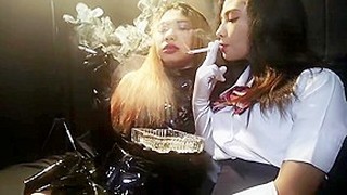 Smoking Asians Liz Teaches Mara To Smoke