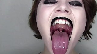 Glossy Black Lips And Dripping Wet Tongue Mouth Fetish