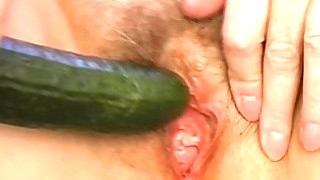 Fat Hairy Granny Toys Her Old Cunt With A Cucumber