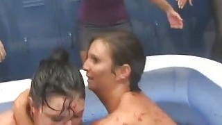 College Amateur Sorority Pledges Wrestling In Pool Of Jello