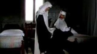 Abbess In Sexy Lingerie Spanking Nun Getting Her Pussy Licked Licking On The Bed