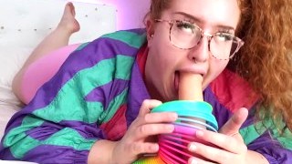Slutty Step-sister Sucks & Throat Fucks Using Slinky, Gets Huge Facial